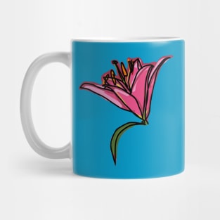 Pink Lily Flower Digital Painting Mug